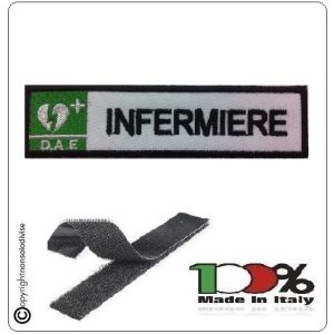 Patch Toppa Ricamata Bianco D.A.E. + INFERMIERE  Art.DAE-8