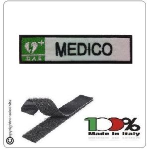 Patch Toppa Ricamata Bianco D.A.E. + MEDICO  Art.DAE-11