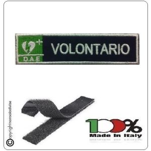 Patch Toppa Ricamata Blu + Bianco  D.A.E. + VOLONTARIO  Art.DAE-46