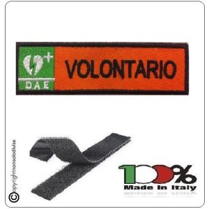Patch Toppa Ricamata Arancio D.A.E. + VOLONTARIO  Art.DAE-16