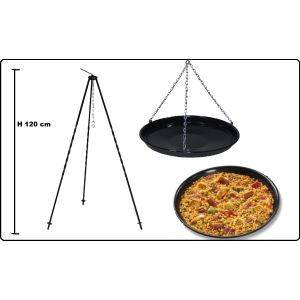 Treppiede con Catena in Ferro Battuto Barbecue Campeggio MFH Scampagnata Pesca Picnic Viaggio campeggio  Art.  33615B