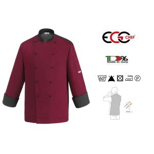 Giacca Cuoco Chef Black Confort Air Personalizzabile con Nome Color Bordeaux Ego chef Italia Art. 2028003C
